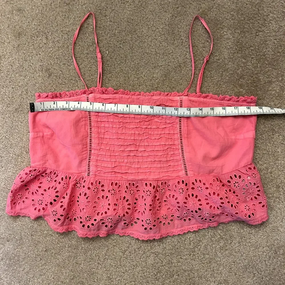 American Eagle Pink Preppy Coquette Babydoll Cami Tank Top Size L - Picture 5 of 9